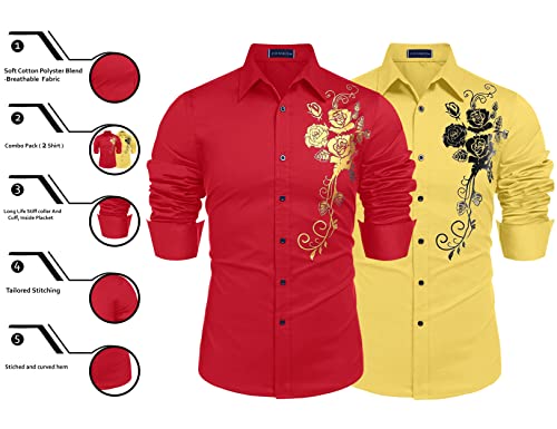 Image of Zombom Men's Regular Fit Cotton Blend Printed Full Sleeve Casual Shirts