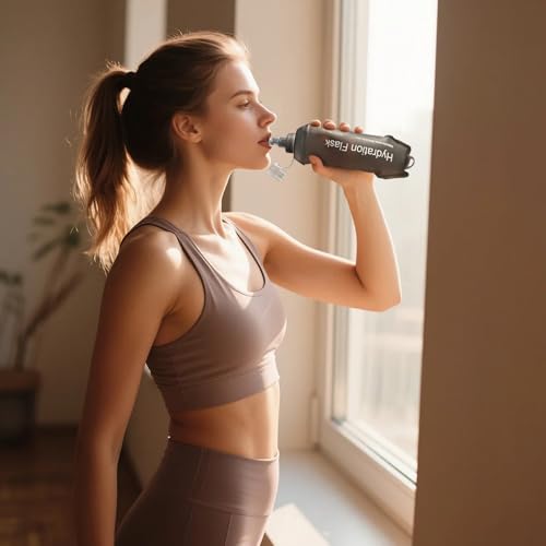 GYGYL Soft Flask, TPU Collapsible Soft Water Bottle for Hydration Pack, Running Vest, Leak-Proof Folding Water Bottle for Hiking Cycling Climbing Jogging-250ml Grey - Image 3