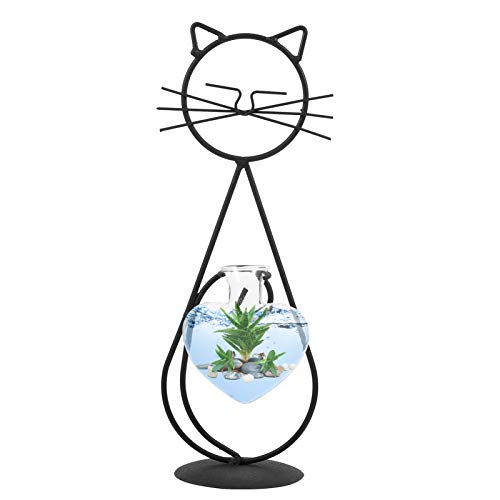 Generic Titular Do Do Plantador de Vidro Com Suporte da Planta Do Gato Do Ferro Hidropônico Plantado