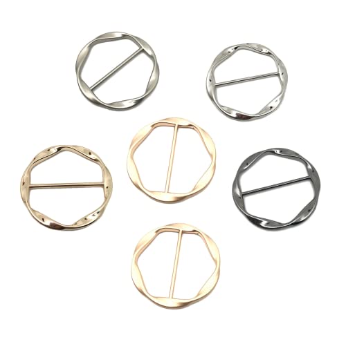 Image of 6pcs Scarf Ring Clip Metal T Shirt Clips Metal Circle Buckle Clothing Ring Wrap Holders Tie for Women Scarves Clasp