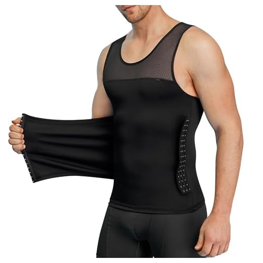 Men Body Shaper Slimming Vest Tight Tank Top Compression Shirt Tummy Control Underwear Moobs Binder (Black, 3X-Large)