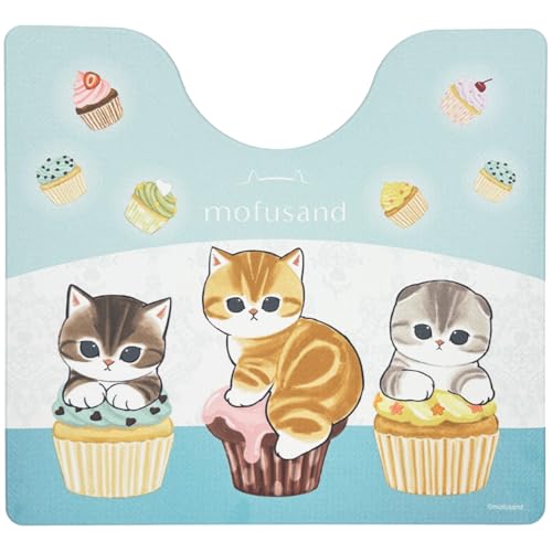 ヨコズナクリエーション トイレマット シリーズ (拭けるPVC) (モフサンド カップケーキブルー, 3.5mm厚の薄型 M)