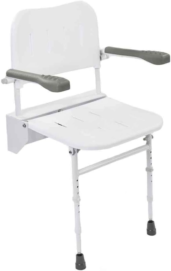 NRS Healthcare Wall Mounted Folding Shower Seat M53370 with Legs