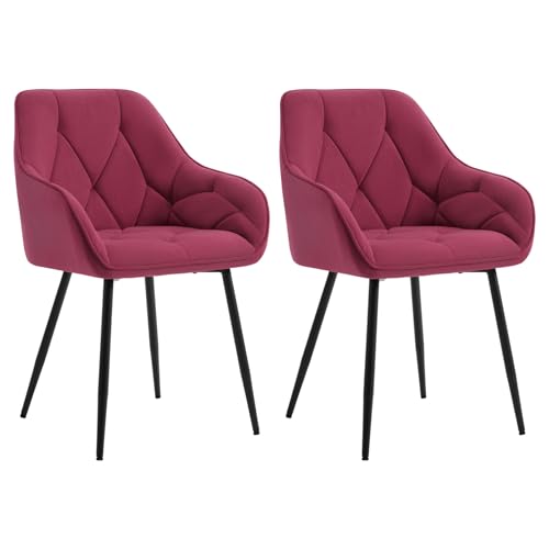 Woltu 2x Sillas De Comedor, Sillas De Cocina Con Apoyobrazos, Respaldo Comodo, Con Patas Metálicas, Para Salon Dormitorio Y Oficina, Terciopelo, Burdeos, Ezs02bd-2 Woltu 2x Sillas De Comedor, Sillas De Cocina Con Apoyobrazos, Respaldo Comodo, Con Patas Metálicas, Para Salon Dormitorio Y Oficina, Terciopelo, Burdeos, Ezs02bd-2