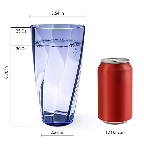 Alaiselit Unbreakable Plastic Cups Plastic Highball Drinking Glasses Tumbler, Large Water Tumbler Set (Set Of 6, 25 Oz) Dishwasher Safe (New Blue)