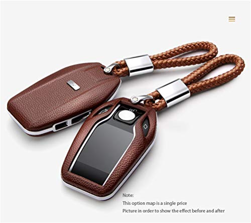 LEEEC autosleutelhoesje voor BMW X1 X2 X3 X5 X6 525li 530 118i 730 handgemaakte lederen sleutelhanger