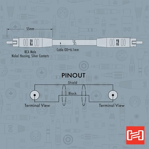 Câble RCA double mâle Hosa HRR-003 de 0,9 m interconnect de liaison stéréo