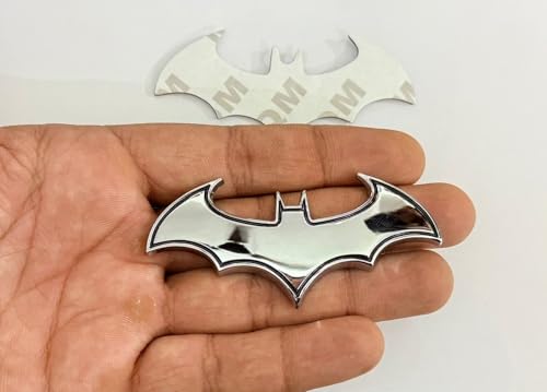 Image of Chrome-Black Batman 3D Logo (8cmx3cm) Car 3D Attractive Logo Grand Tourer Decal Sport Sticker Auto Accessories Universal