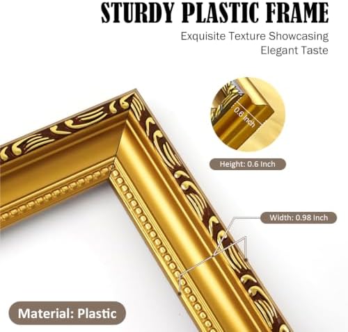 MIEVU 8.5Γ11 Picture Frame Gold - Picture Frames for Wall Hanging And Tabletop Display, Ornate Photo Frame for Poster,Vintage Frames,with Durable Plexiglass - 2