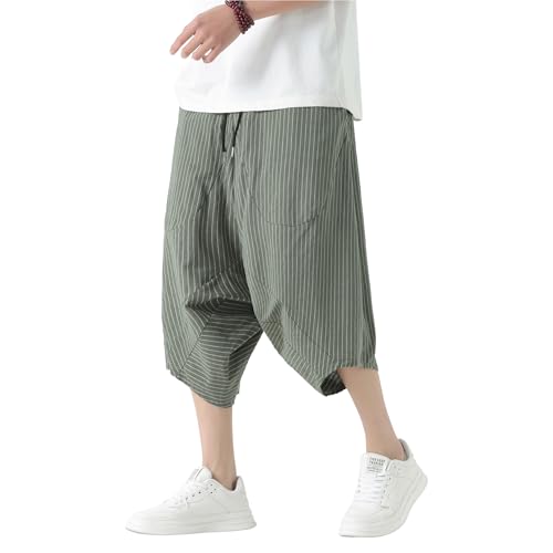Pantacourt pour homme coton ample à poches et taille élastique réglable