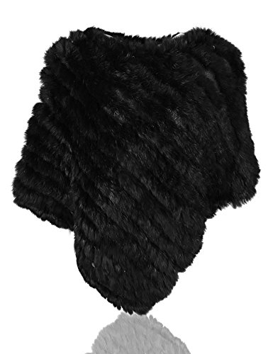 Women's Natural Rabbit Fur Knitted Shawl Length 73CM