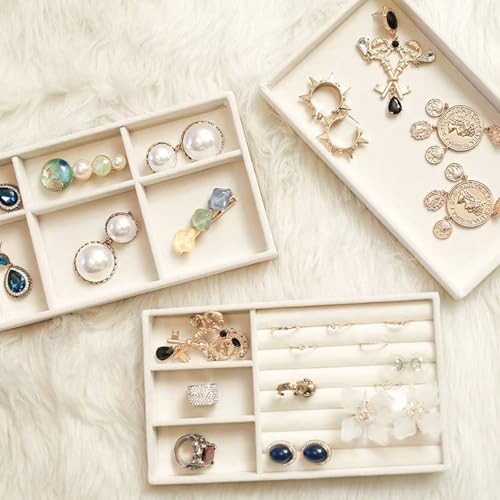 Lilanjumo Jewellery Organiser Tray, Stackable Jewelry Tray Drawer Insert Divided Storage Holder, Earring Organiser for Women Girls Jewellery Storage Display Case for Ring, Necklace 5 Styles(Beige) - Cosy Home Interiors Lilanjumo Jewellery Organiser Tray, Stackable Jewelry Tray Drawer Insert Divided Storage Holder, Earring Organiser for Women Girls Jewellery Storage Display Case for Ring, Necklace 5 Styles(Beige) - Image 3
