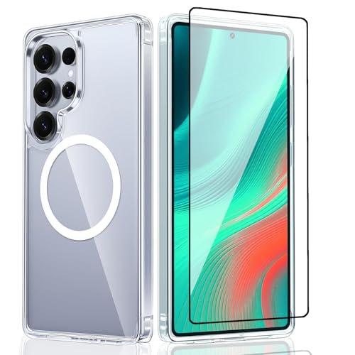 Image of ShieldTech Back Cover Case + Screen Protector for Samsung Galaxy S23 Ultra 5G | Mag-Safe Compatible | Transparent Mobile Phone Cover for Samsung Galaxy S 23 Ultra | S 23 Ultra 5G TPU Transparent Case