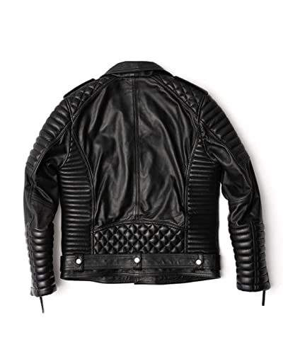 New Mens Black Quilted Motorcycle Jacket | Black Biker Leather Jacket For Men | Brando Vintage Riding Moto Jacket | Xs - 4xL4