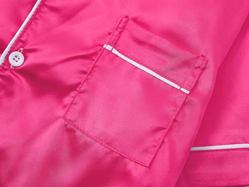 Tebbis Satin Pajamas for Girls - Baby Pink Cute Silky Summer Shorts Soft PJ Set Size 6/7-163