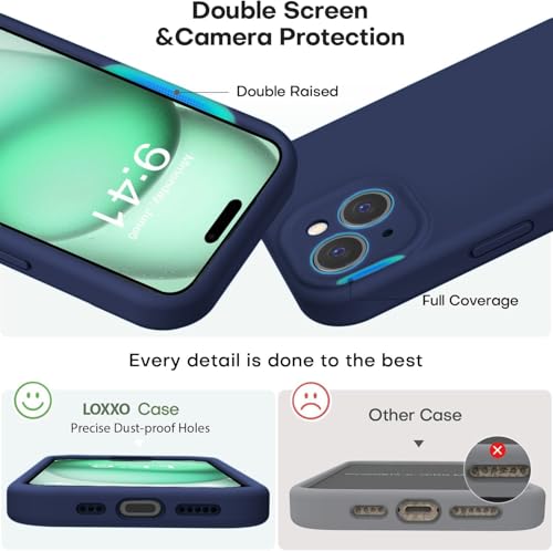 Image of Elzzi Microfiber Square Candy Case Compatible for iPhone 14, Shockproof Slim Back Cover Liquid Silicone Case - Blue