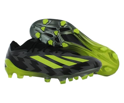 adidas adidas X Crazyfast Injection.1 Firm Ground Soccer Shoes - Optimal Ball Feel, Super Lightweight, Supportive Fit, Secure Lockdown, Made With 50% Recycled Materials (Black/Solar Yellow/Grey, US Fo