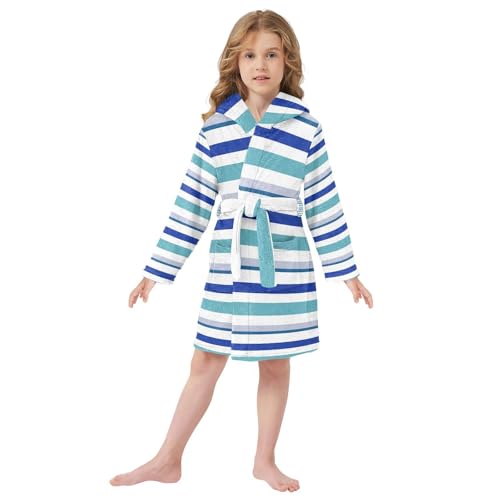 Stripe Blue Hooded Robes Robes For Little Girls2