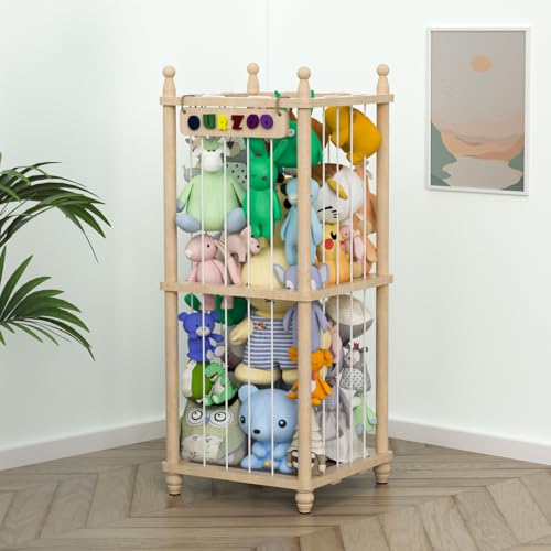Stuffed Animal Storage, Wood Stuffed Animal Zoo Storage,3D Zoo Plaque Toy Organizer, Extra Large Capacity Plush Toy Cage,Stuffed Animal Holder,Gift for Nursery Playroom Kidroom Decor