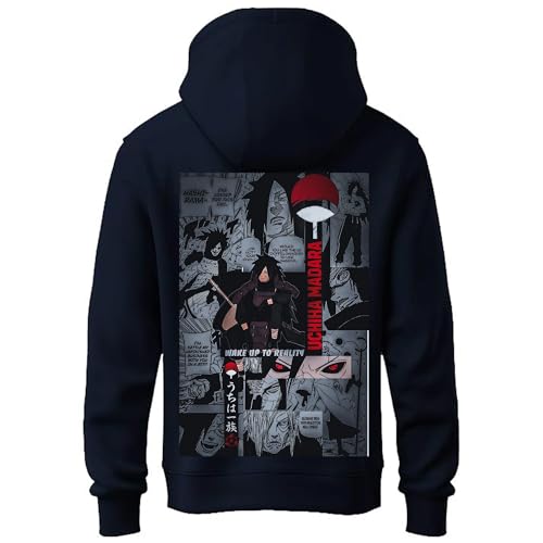 Image of Khakey Hoodie for Boys Stylish Madara Uchiha Front and Back Printed Anime Hoodie Best Winter Wear Hooded Sweatshirt