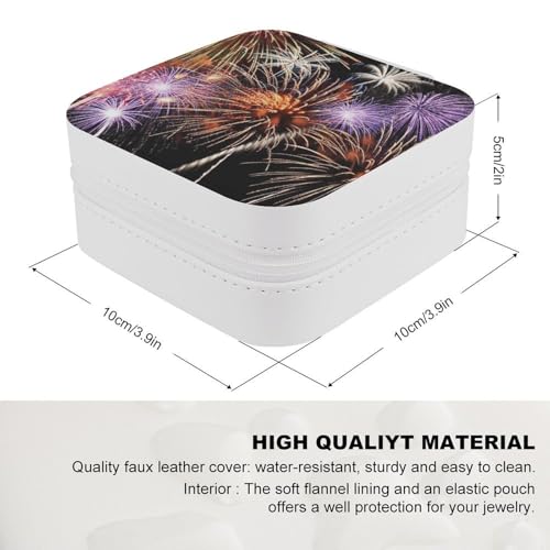 Boîte à bijoux en cuir PU doublure flanelle Explosion Firework - 3