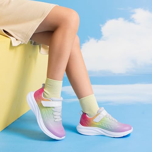 Image of DREAM PAIRS Kids Sneakers Running | Lightweight,Breathable,Comfortable, Non Slip,Hook-and-Loop,Walking, Gym, School, Daily Play,Colorburst