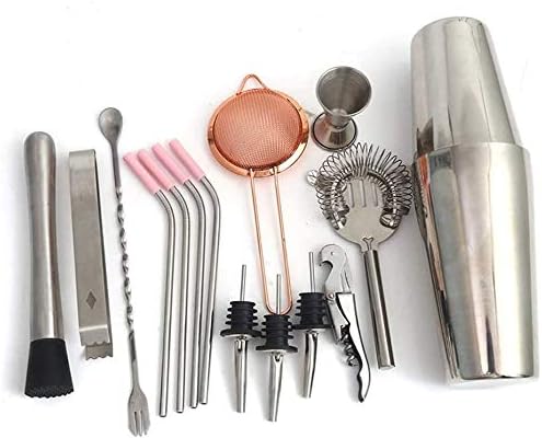 Kit de Bartender con Soporte de Bambú, Juego de Coctelera 15 Piezas miniatura 2