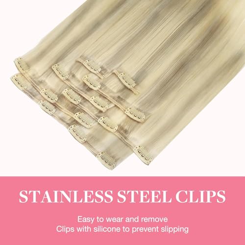 Image of GOO GOO Clip in Hair Extensions Real Human Hair Blonde Remy Extensions