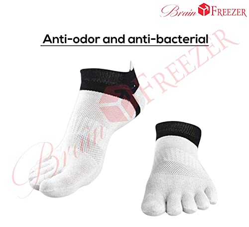 Image of Brain Freezer Pack Of 2 Men's 5 Toe Socks Sports Five Finger Socks Breathable White White Black