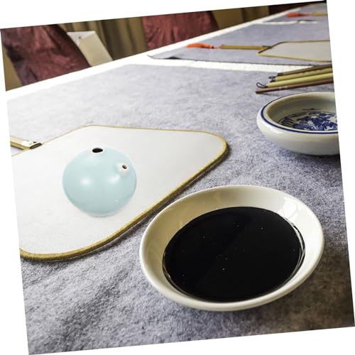 Operitacx Ceramic Chinese Calligraphy Water Dropper Ink Dish Portable Ink Grinding Accessory for Beginners and Calligraphy Lovers