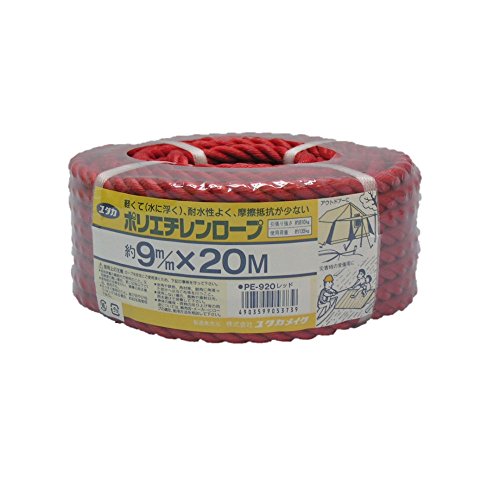 ユタカメイク PEカラーロープ万能パック 赤 9mm×20M PE920R