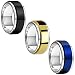 Ring Set Two Toned Spinner Bands Stainless Steel Rings - 3 Pieces Value Pack - Size 9