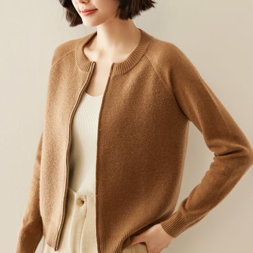 Women’s Cashmere Blend Merino Wool Crew Neck Knit Cardigan Sweater Long Sleeve Full Zip Outwear Sweatshirts Jacket4