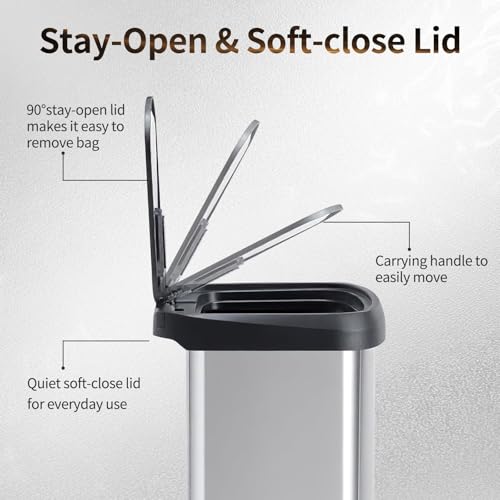 Papelera de acero inoxidable 80L con pedal y tapa suave miniatura 4