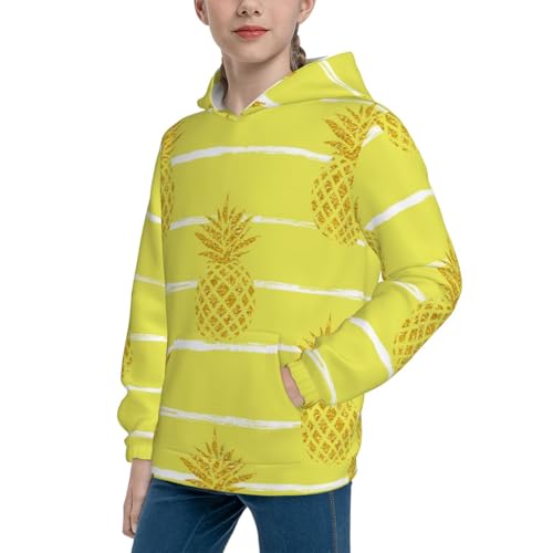 Gold Pineapple Kid Hoodies Boys Sweatshirts Girls Pullover with Pocket2