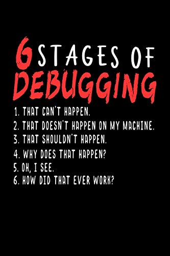 6 Stages of Debugging: 120 Pages I 6x9 I Dot Grid I Funny Software Engineering, Coder & Hacker Gifts