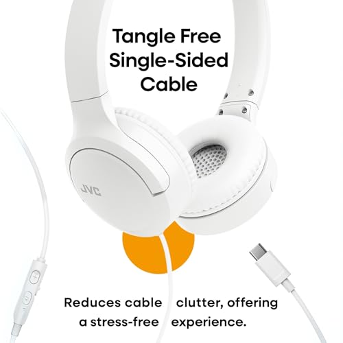 Image of JVC USB-C Wired On-Ear Headphones with Mic - Comfortable All-Day Wear, Clear Calls, Rich Sound - Foldable & Lightweight - Tangle-Free Single-Sided Cable - Great for Gaming & Work from Home