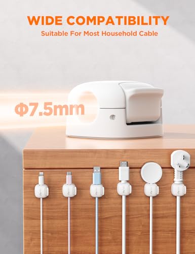6Pack Cord Organizer, Chfeila Compact Dual Spring & Clasp Lock Cable Management Clips, Adhesive Phone Charger Keeper, Wire Holder for Nightstand/Wall/Car, Home Office Desk Accessories Decor Essentials - Image 6