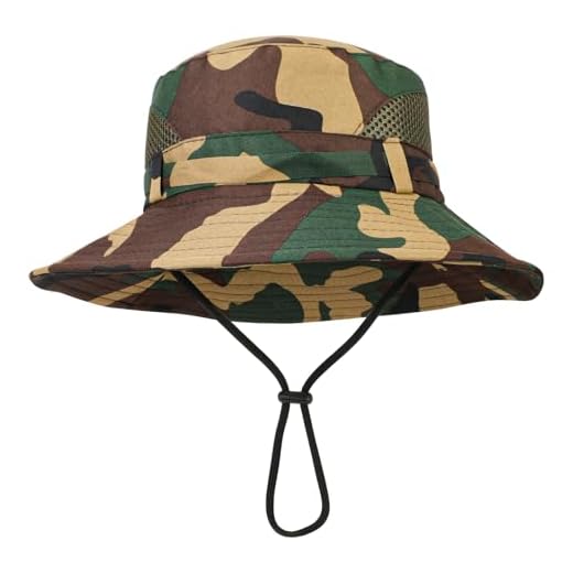 QKURT Chapeau de Soleil Camouflage pour Enfants, Chapeau Seau Camouflage, Chapeau d'Été, Casquette de Sport Réglable et Respirante pour Garçons et Filles de 4 à 10 Ans