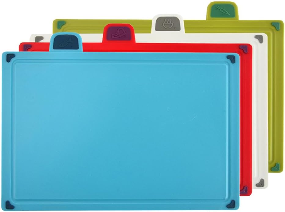 Plastic Cutting Board Set, 4Piece, MultiColor Home