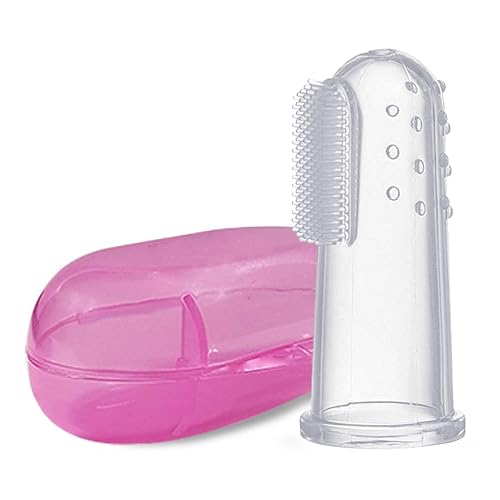 LuvLap Baby Silicone Finger Toothbrush with case for Easy Cleaning, Massaging, and...
