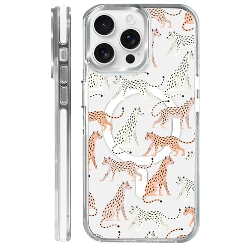 casesok for iPhone 14 Pro Max Case Compatible with Magsafe,Clear Aesthetic Design Cute for Girls Women,Anti-Drop Protective Hard Phone Case for iPhone 14 Pro Max-Cheetah Parade by casesok - Used condition - US$13.48