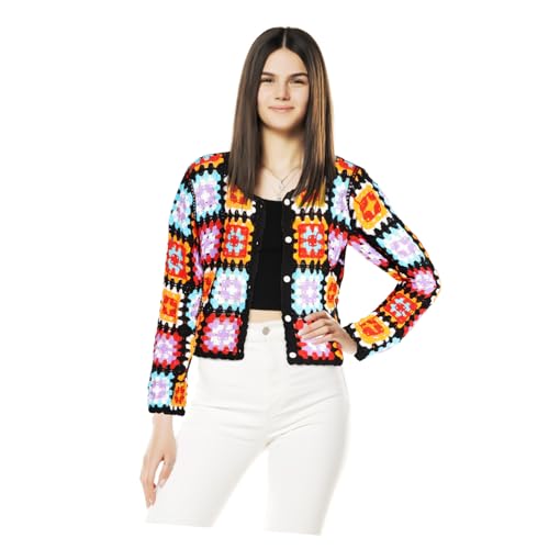 DEARMAMY Cropped Cardigan Für Damen Luftige Strickjacke Mit Knopfverschluss Eleganter Hohlstrick Vielseitig Kombinierbar Für Alltag Und Besondere Anlässe Lebhaften Farben Erhältlich