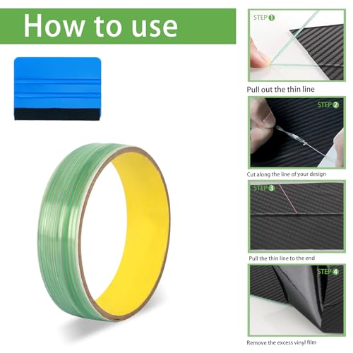 QYRDBGY 2 Stück Knifeless Tape, 10m Messerloses Klebeband mit Filzrakel Vinyl Film Schneiden Sicherheit Schneideband Kratzfrei Folie für Car Wrapping Vinylfolie Folienscheiden
