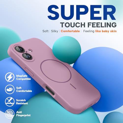 Image of Miracase Magnetic for iPhone 16 Plus Case, [Soft Anti-Scratch Microfiber Lining], Compatible with MagSafe, Liquid Silicone Shockproof Drop Protection Phone Case for 16 Plus,Blackcurrant