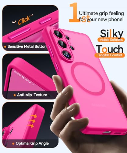 Image of CANSHN Designed for Samsung Galaxy S26 Ultra Case (6.9 inch), Upgraded [Full Camera Protection] [Compatible with Magsafe] [Translucent Matte] Shockproof Protective Phone Cover, Hot Pink