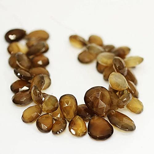 Chalcédoine bi-colore perles poires facettées pierre naturelle perçée loisirs créatifs 15mm 19mm