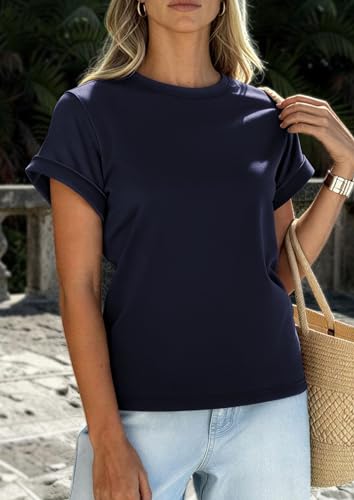 Image of PRETTYGARDEN Womens Summer Tops Short Sleeve Shirts