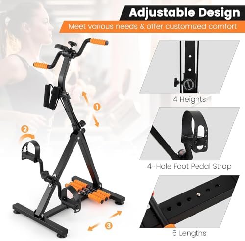 Image of Stepper Pedal Exerciser Adjustable Fit Sit Arm Leg Exercise Peddler Machine Indoor Fitness Bicycle Physical Therapy Machine for Seniors and Elderly (Black & Orange)