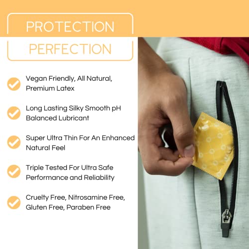 Royal Tailored Fit Ultra Thin Vegan Condoms - Premium Lubricated Condom Pack - Unflavored Lubricant, Organic Latex Rubber - Odorless, Slim, Natural Feel - Safe & Durable Male Contraceptives - 20 Count #TOP5